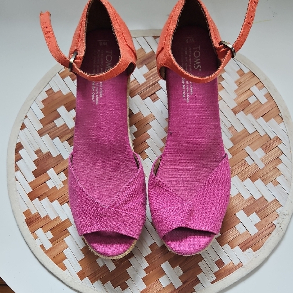 Toms Pink and Orange Espadrilles with Woven Upper